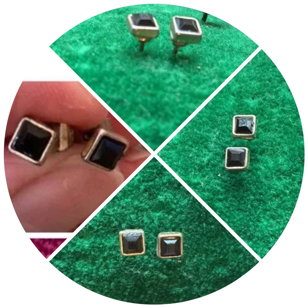 • OOAK Black Geode Stone Artist-Made Earrings Square 3D